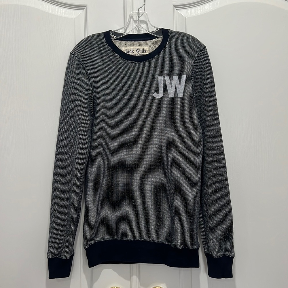 Jack Wills Mens Navy Knitted Sweatshirt - Size Small